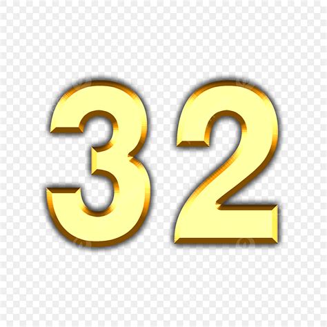 32 Clipart PNG Images, Number 32 Golden Font, Thirtytwo, Font, Golden PNG Image For Free Download