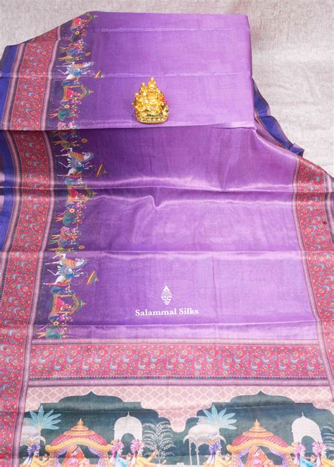 Lavendar Beautiful Kalamkari Tissue Fancy Saree With Blouse – Salammal ...