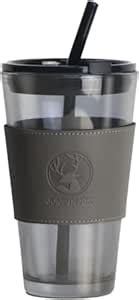 Buy YUNBING Reusable Glass Tumbler with Leather Grip Airtight Pack of 1 ...