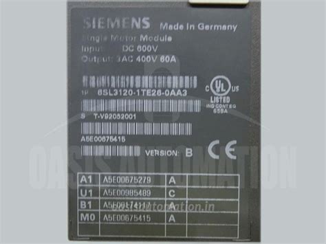 Repair / Purchase Siemens SINAMICS S120 Single Motor Module 60A ...