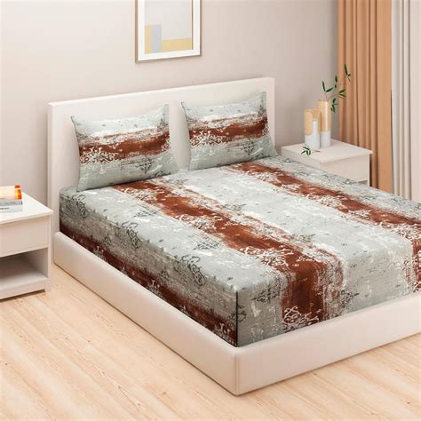 Buy SWAYAM Terra Texture Rustic Earthen 160TC Cotton King Fitted ...