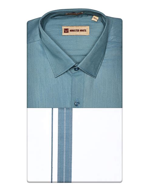 Men Cotton Teal Color Matching Shirt and Dhoti Combo Miracle ...