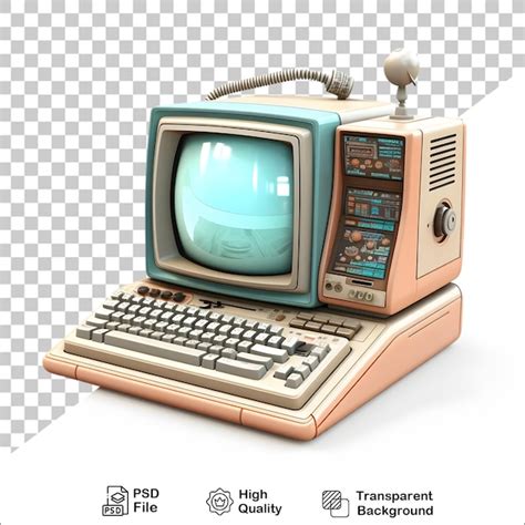Premium PSD | 3d old vintage computer on transparent background