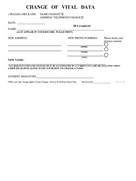 Fillable Online Change of Vital Data Form. Change of Vital Data Form ...