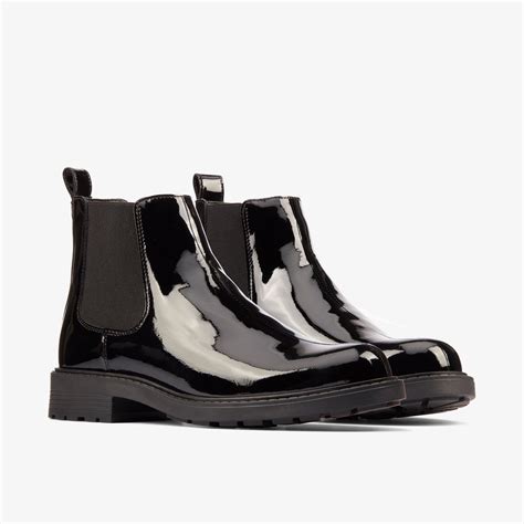 Womens Orinoco 2 Lane Black Patent Ankle Boots Chelsea Boots | Clarks ...