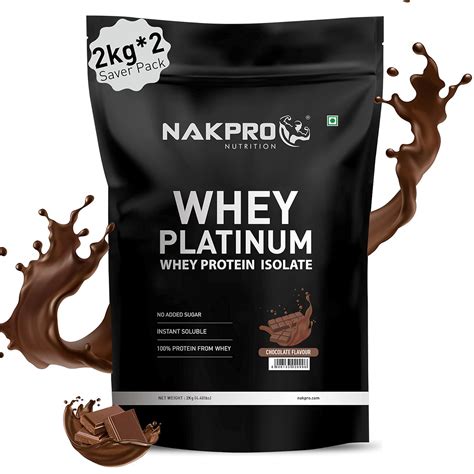 NAKPRO Platinum Whey Protein Isolate 4kg Chocolate | 28g Protein, 6.4g ...