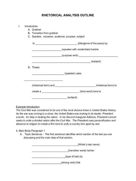 Fillable Online RHETORICAL ANALYSIS OUTLINE Fax Email Print - pdfFiller