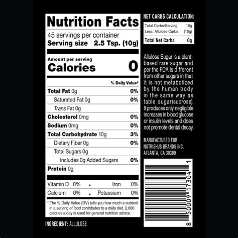 RxSugar 1 lb Keto, Paleo, Natural Sugar, Non-GMO, 0 Calories, 0 ...