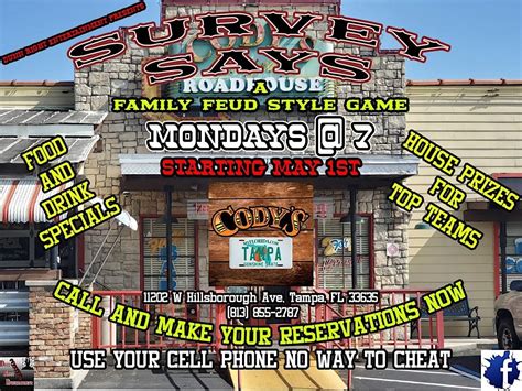 Survey Says (Family Feus Style Game) Codys Roadhouse Tampa, Cody's ...