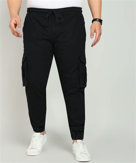 Men Black Regular Fit Solid Cargo Jogger Jeans | Men Jeans | IVOC Plus ...