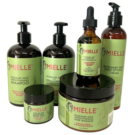 Mielle Rosemary Mint Strengthening Curly Hair Care Products Set Bundle ...