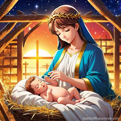 Baby Jesus in Manger | Stable Diffusion Online