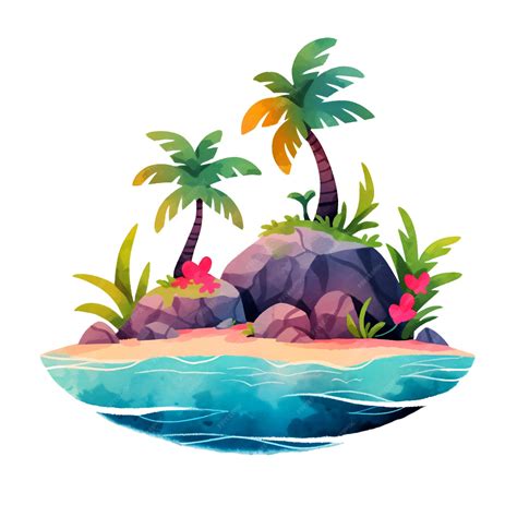 Tropical Island Clipart | Premium AI-generated PSD