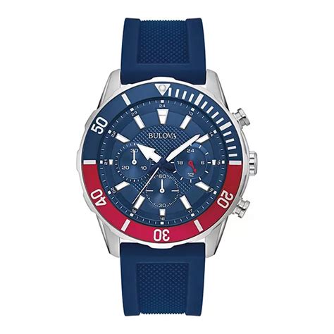 Bulova Men's Sport Blue Silicone Strap Chronograph Watch - 98A288