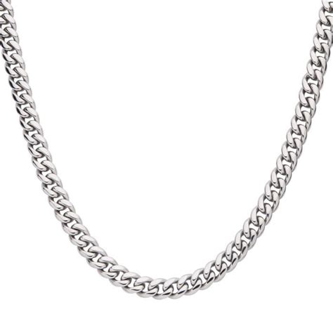 Buy Stainless Steel 8mm Miami Cuban with CZ Double Tab Box Clasp Chain ...