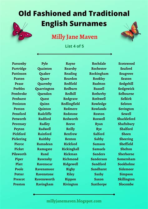 Old Fashioned and Traditional English Surnames. List 4 of 5 | English ...