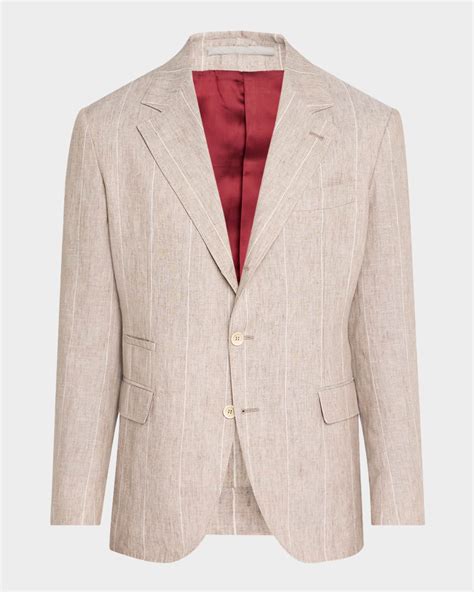 Brunello Cucinelli Men's Linen Stripe Single-Breasted Sport Coat ...