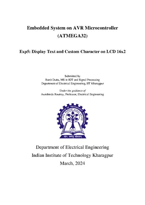Exp5 Display Text and Custom Character on LCD 16x2 - Embedded System on ...