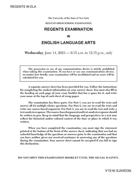 English Regents Examinations