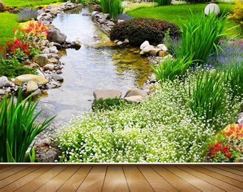 Avikalp MWZ2584 Flowers Plants Grass River Stones Pond Water HD Wallpa ...