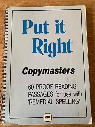 Put it Right Copymasters: 60 Proofreading Passages for Use with ...
