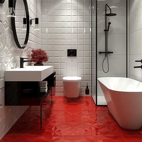 12+ Vibrant Red Bathroom Flooring Ideas for a Dramatic Touch • 333k ...