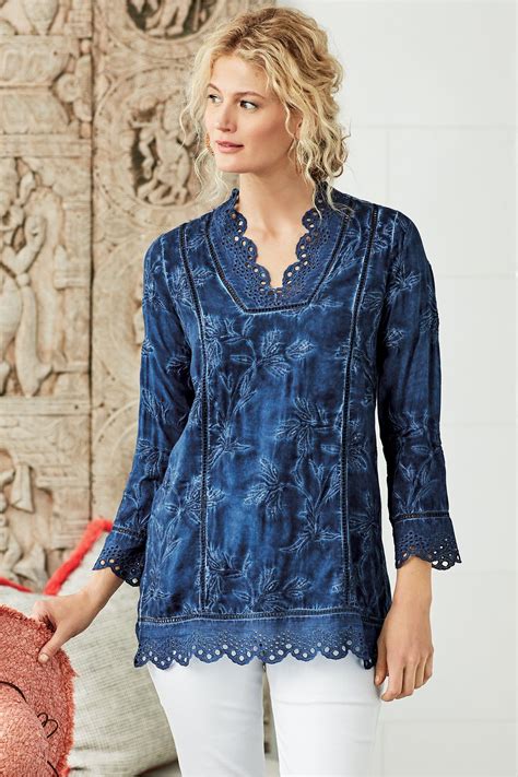 Soft Surroundings Women Deidre Tunic - Blue, 3X (24) | Dressy tunic ...