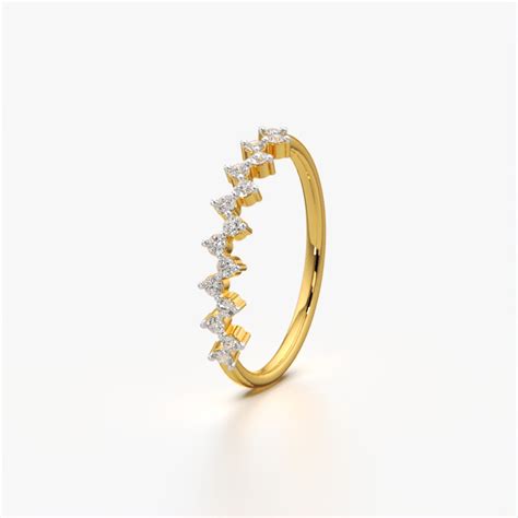 Trendy Zig Zag Pave Ring in 18K Gold Vermeil for Women