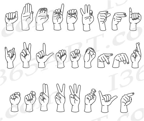 Sign Language Alphabet Black And White at Shaun Williamson blog