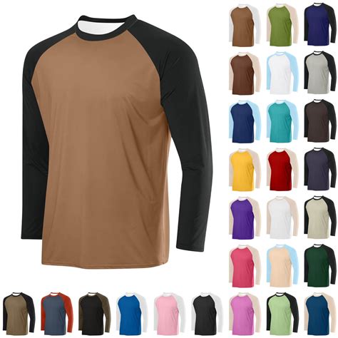 Axiiglly Long Sleeve Shirts for Men Stretchy Baseball Tee Shirt Slim ...