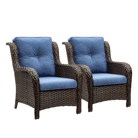 Amazon.com: Rilyson Outdoor Wicker Patio Chairs Set of 2: Rattan Dining ...