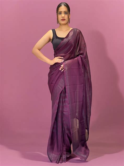 Ready to Wear Saree Wine Pre-Stitched 1 Minute – INDI DRAPE