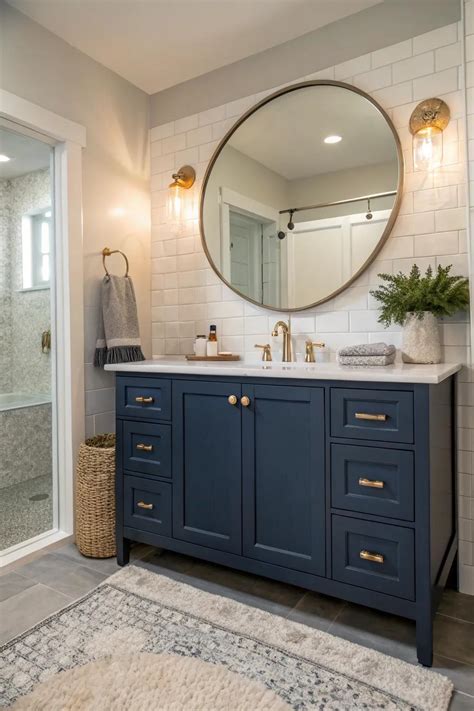 15+ Stunning Navy Blue Vanity Bathroom Ideas