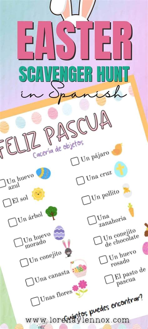 Easter Scavenger Hunt in Spanish (Free Printable) - Bilingual Beginnings