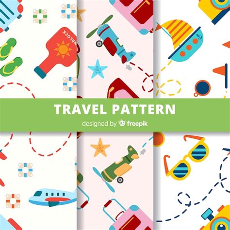 Colorful travel elements pattern | Free Vector