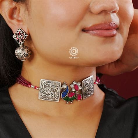 Silver Choker Neckpiece – aham jewellery | handcrafted silver jewellery