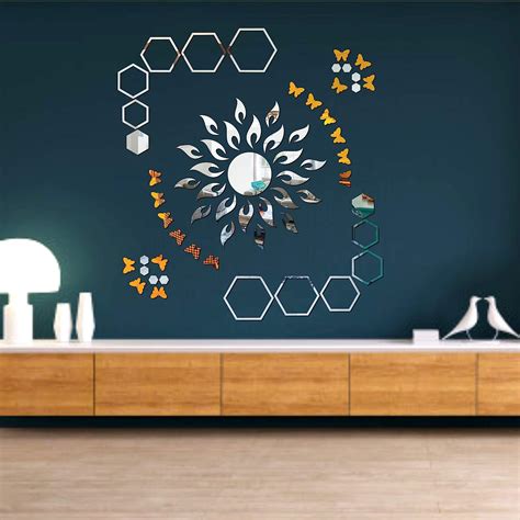 Buy Decoroma Sun Flame 20 Hexagon Shape Silver with 20 Butterfly Golden ...
