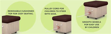 Smartsters Engineered Wood Storage Wagon Stool with Wheels for Kids ...
