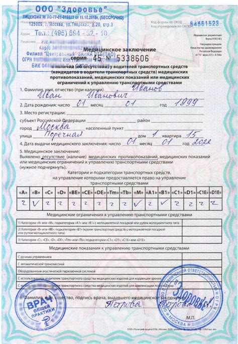 Медкомиссия для замены водительских прав в клинике quot;Здоровьеquot; в ...