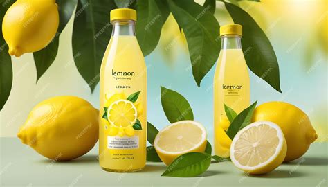 Premium Photo | Lemon Juice Bottle Packaging Mockup