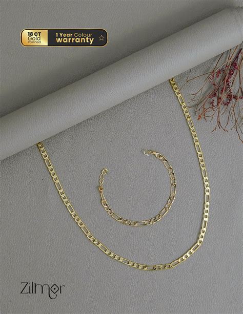 KY1011766- Anti Tarnish Figaro Link Chain Necklace & Gold Toned Link C ...