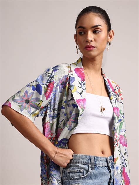 Multicolor Muslin Tropical Regular Shrug