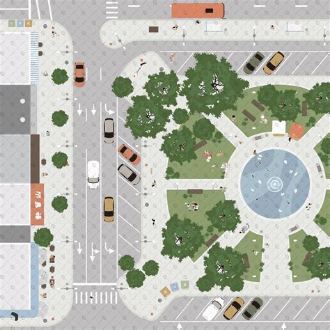 Flat Vector City Square Top View | Toffu Co | Urban design plan ...