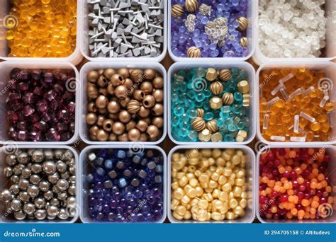 Different Types of Beads, Such As Wood, Plastic, and Metal in Separate ...