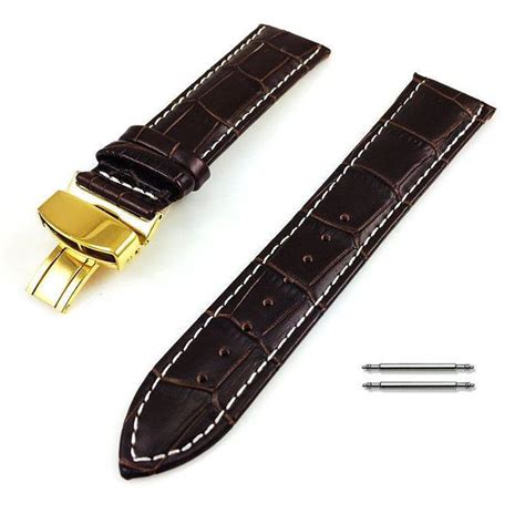 Bulova Compatible Brown Croco Leather Watch Band Strap Belt Gold ...