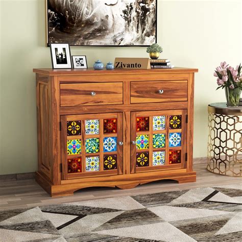 Zivanto Sheesham Wood Sideboard and Cabinets | Wooden Side Board Small ...