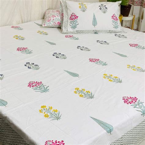 Heritage Whisper Blockprint Soft Cotton Bedsheet – Kapaas Katha