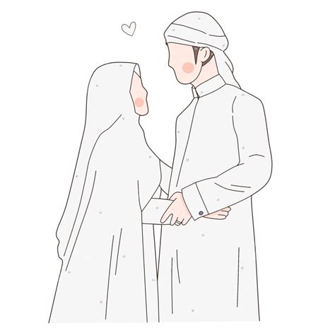Illustration Of A Romantic Muslim Wedding Bride And Groom, Wedding ...