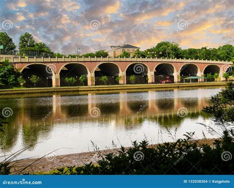Bridge Over the Raritan River Stock Photo - Image of trees, america ...