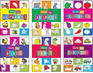 Copy Colouring Books - Alphabet, Animals, Vegetables, Birds, Fruits ...
